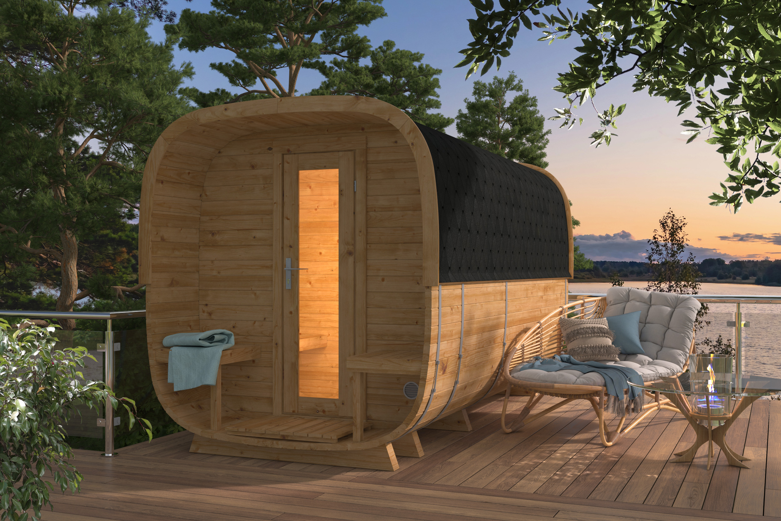 CUBE sauna 390cm - Thermowood Rovaniemi